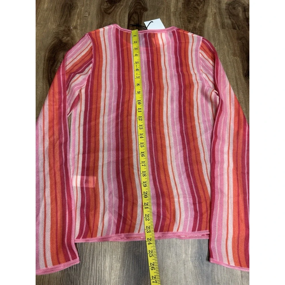 ZARA Pink Red Orange Striped Fine Knit Jumper Top Medium M NWT